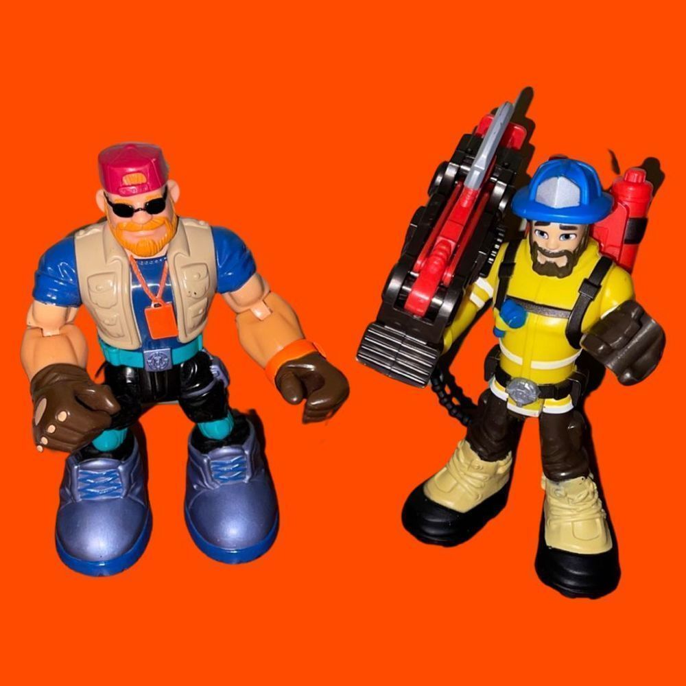 Fisher Price Inaginext Rescue Heroes Forrest Fuego & 2003 Rescue Heroes Optic Fo